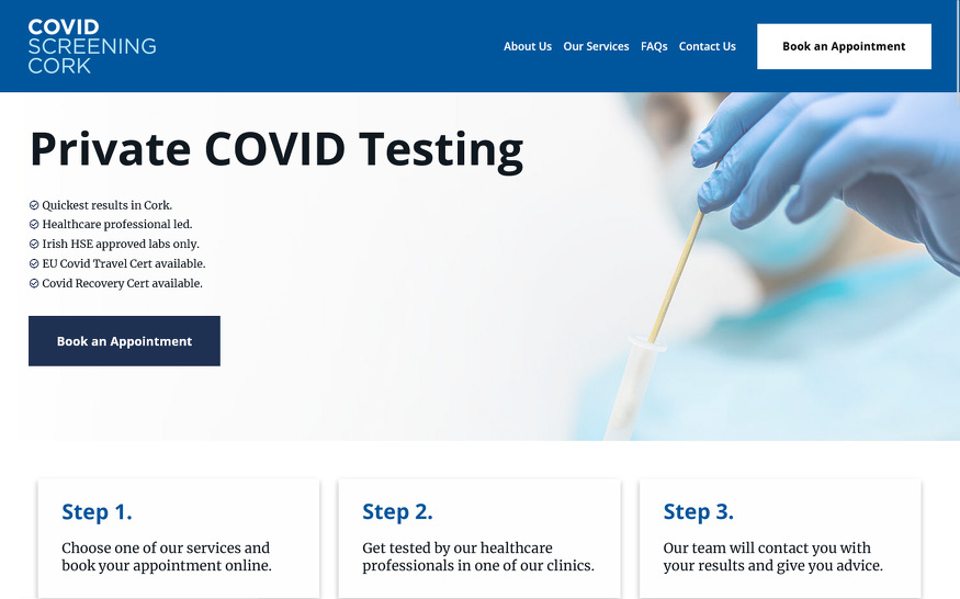 Strona firmowa covid-screening-cork